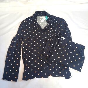 Maurices NWT Sleepwear Black Polka Dot 2 Piece Pajama Set Size XL